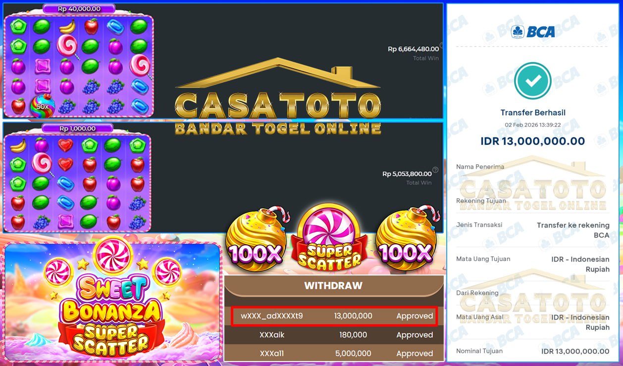 PRAGMATIC BAWA HOKI LAGI CUAN DI SWEET BONANZA SUPER SCATTER SEBESAR 13 JT!!  